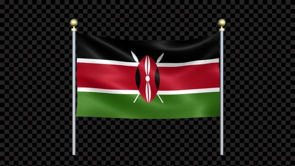 Videohive - Flag Of Kenya Waving In Double Pole Looped - 36376898