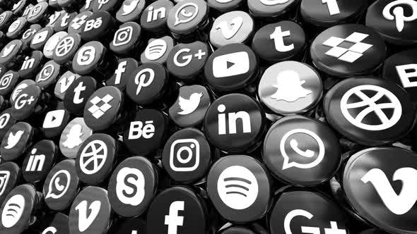 Videohive - Social Media Icons Background Balck And White - 36378011