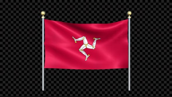 Videohive - Flag Of Isle Of Man Waving In Double Pole Looped - 36377360