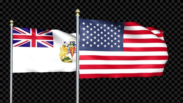 Videohive - British Antarctic Territory And United States Two Countries Flags Waving - 36379766