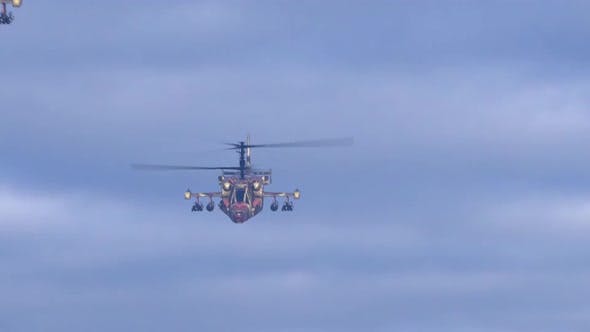 Videohive - a large number of helicopters flying against the blue sky - 36398501