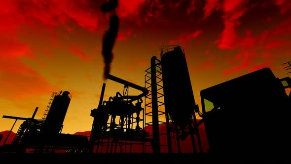 Videohive - Vented Factory and Sunset Timelapse Clouds - 36395942