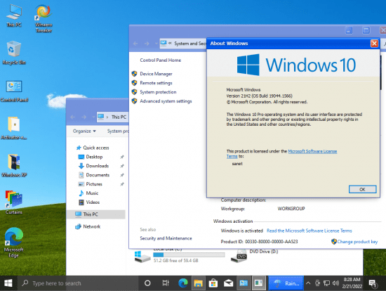 Windows XP Pro 10 21H2 Build 19044.1566 Compact x64 English PreActivated