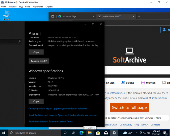 Windows 10 Pro 21H2 Build 19044.1526 Compact (X64) English PreActivated