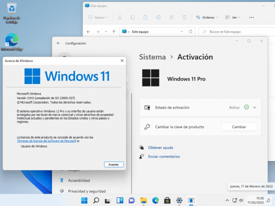 Windows 11 21H2 Build 22000.527 15in1 Non-TPM 2.0 Compliant x64 Spanish Preactivated