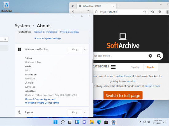 Windows 11 Pro 21H2 Insider Preview 22000.526 Non-TPM 2.0 Compliant x64 En-US PreActivated