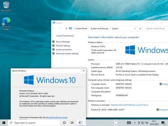Windows 10 21H2 Build 19044.1566 15in1 x64 English Preactivated
