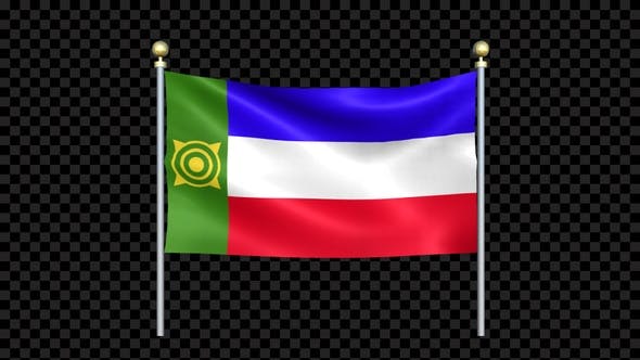 Videohive - Flag Of Khakassia Waving In Double Pole Looped - 36390627