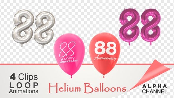 Videohive - 88 Anniversary Celebration Helium Balloons Pack - 36401560
