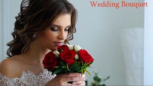 Beautiful Bride Smelling Wedding Bouquet