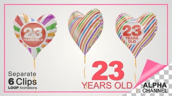 Videohive - 23rd Birthday Celebration Heart Shape Helium Balloons - 36489958