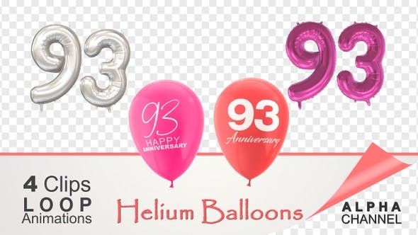Videohive - 93 Anniversary Celebration Helium Balloons Pack - 36402585