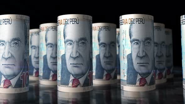 Videohive - Peruvian Soles money banknotes rolls seamless loop - 36430261