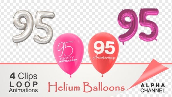 Videohive - 95 Anniversary Celebration Helium Balloons Pack - 36403393