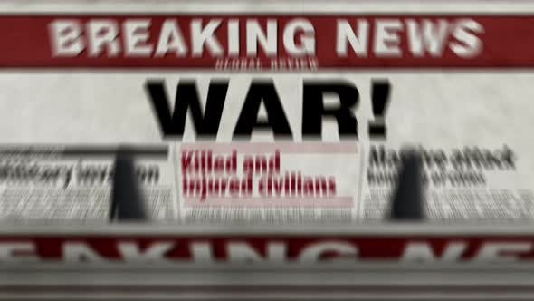 Videohive - War news, humanitarian crisis and military invasion newspaper printing press - 36430088