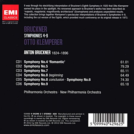 Otto Klemperer - Bruckner: Symphonies No 4-9 (2012) (6CD Box Set)