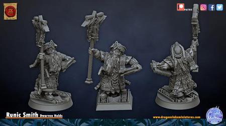 Print Ready 3D Model - Dragon's Lake Miniaturas - Runic Smith Dwarven Holds