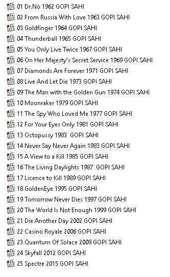 James Bond 007 Complete Collection 25 Movies x264 720p Esub BluRay Dual Audio English Hindi THE GOPI SAHI