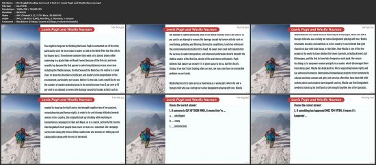 English Reading Practice Set for Advanced Level Students