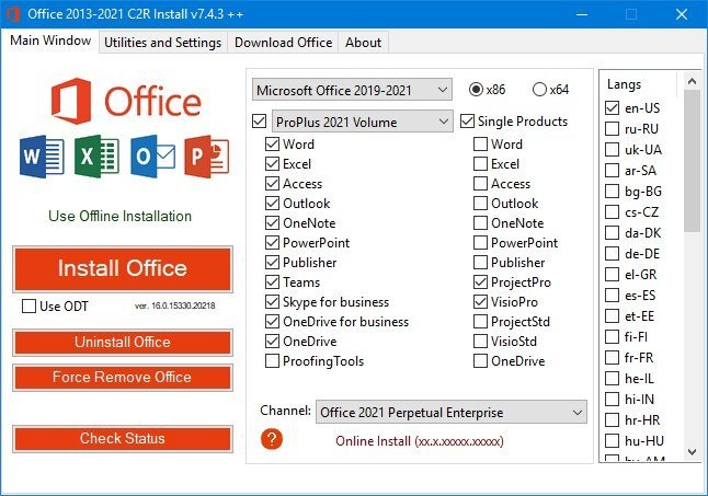 Office 2013-2021 C2R Install v7.6.2 for mac download