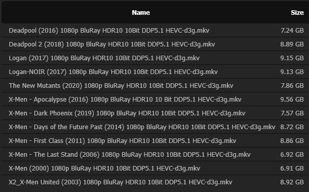 X-Men Film Pack 1080p BluRay HDR10 10Bit DDP5 1 HEVC-d3g