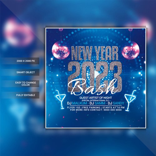 New year 2023 party flyer template