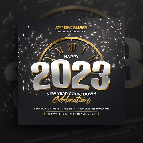 New year party flyer invitation social media post and web banner