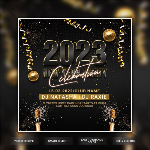 Happy new year party flyer