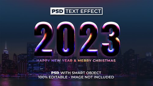 2023 new year text effect colorful style editable text effect