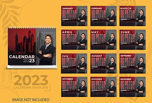 Minimal desk calendar 2023 template 12 months included