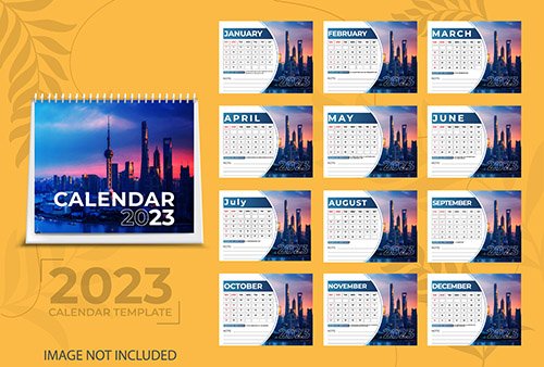 Desk calendar 2023 template 12 months included