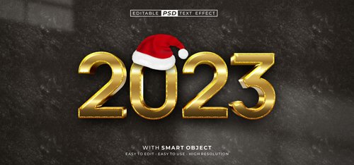 3d number 2023 editable gold style effect