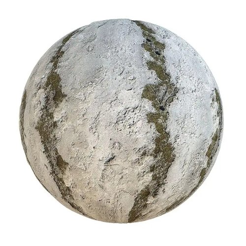 Grey Concrete with Moss PBR Texture