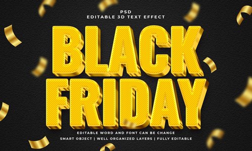 Black friday 3d editable psd text effect with background