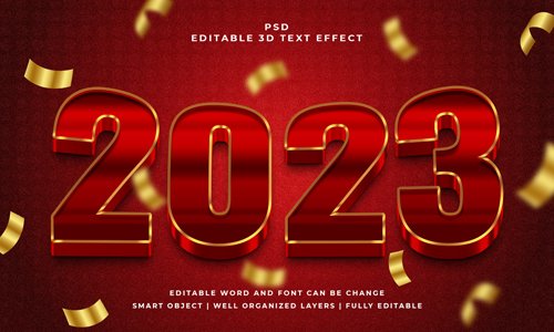 2023 3d editable psd text effect design with background