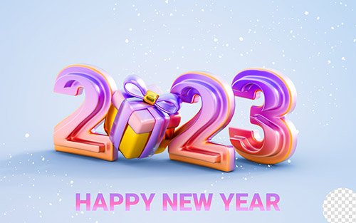 Happy new year 2023 banner template design with giftbox 3d render concept for new event coming