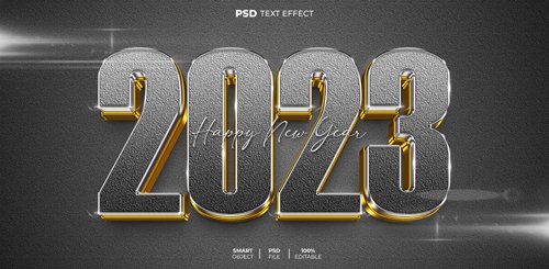 Happy new year 2023 black 3d editable text effect
