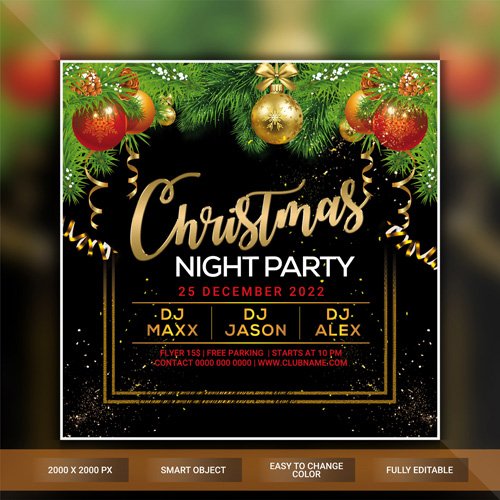 Christmas night party flyer template vol 3