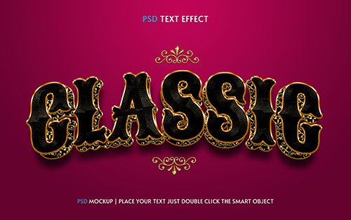 Clasisc ornate 3d text effect psd