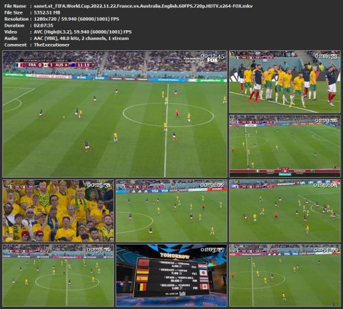 FIFA World Cup 2022 11 22 France vs Australia English 60FPS 720p HDTV x264-FOX