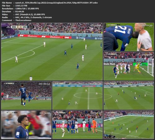 FIFA World Cup 2022 Group B England Vs USA 720p HDTV H264-JFF