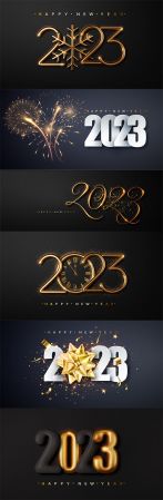 New year 2023 greeting holiday card on the background of fireworks
