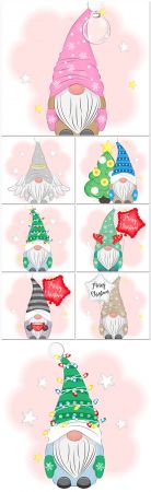Cute gnome christmas vector illustration