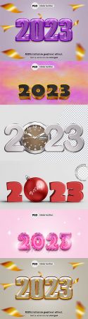 Colorful 2023 text effect editable in psd