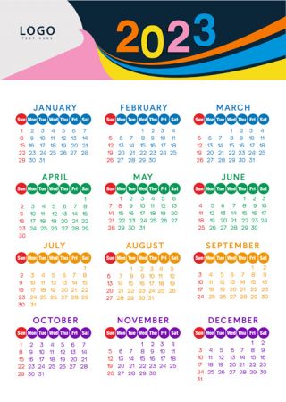 2023 calendar year vector illustration vol 1