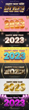 Gold new year 2023 editable text effect vector template