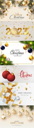 Christmas and new year 2023 vector template