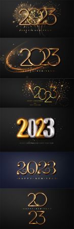 Happy new year 2023 festive design with christmas decorations balls