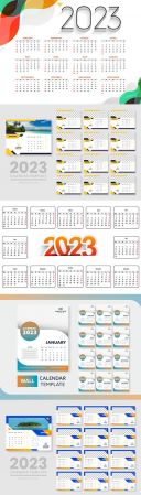 Abstract 2023 calendar template design