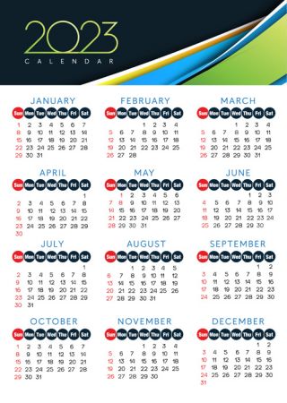 2023 calendar year vector illustration vol 3